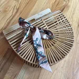 Natural Bamboo Half-Moon Basket Purse